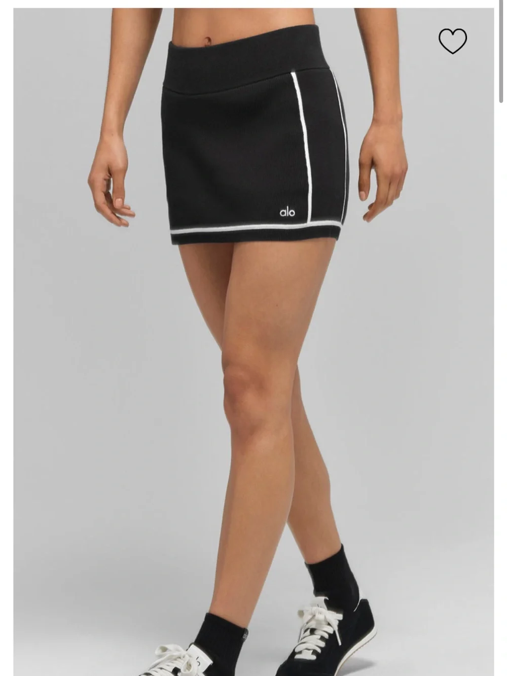 Alo yoga Ribbed Sweater Knit Highline Mini Skirt - Black/White size M